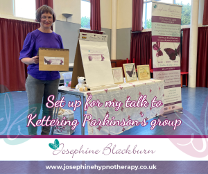 Set up for my talk to Kettering Parkinson's group how to help Parkinson's anxiety