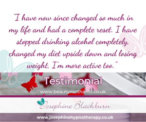 testimonial how hypnotherapy helped client change to healthy habits